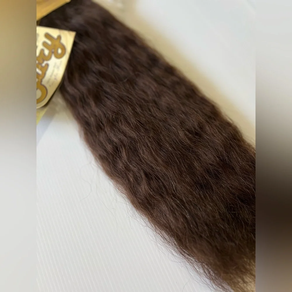 Kinky Straight Wavy 16 In 100% Human hair Extensions Medium dark brown …